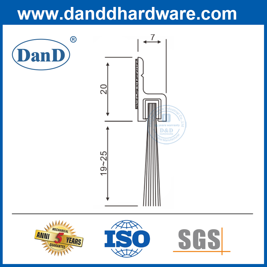 드롭 씰 나일론 브러시 전면 도어 하단 씰 슬라이딩 도어 하단 씰 Strip-DDBS004